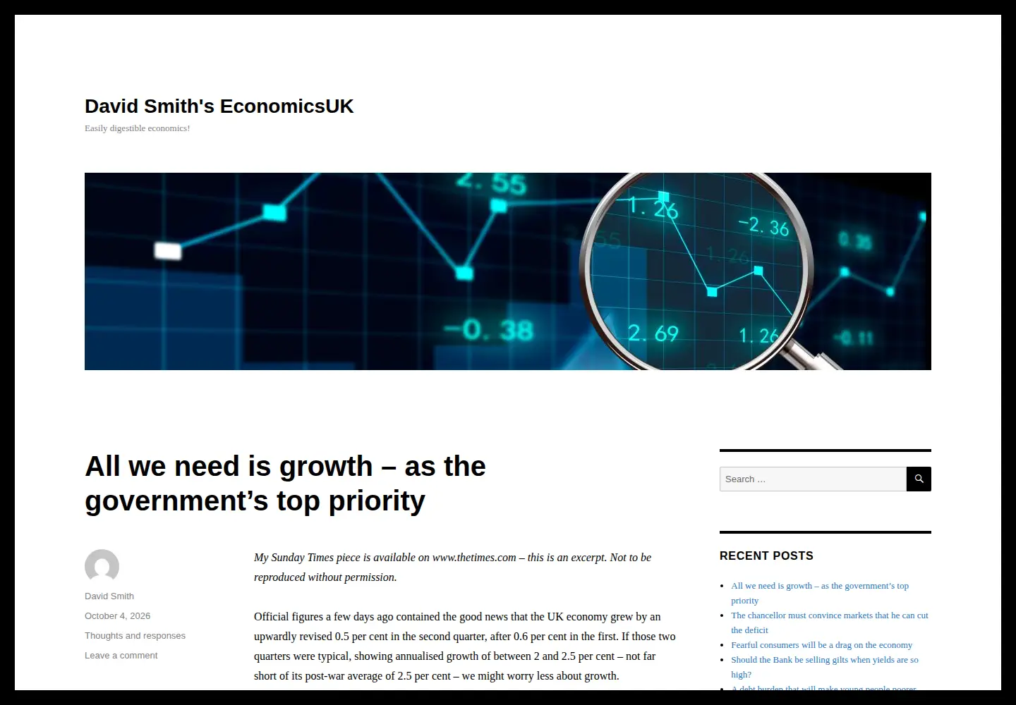 Captured homepage of economicsuk.com in the current scan