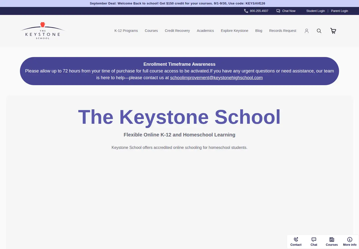 Captured homepage of keystoneschoolonline.com in the current scan