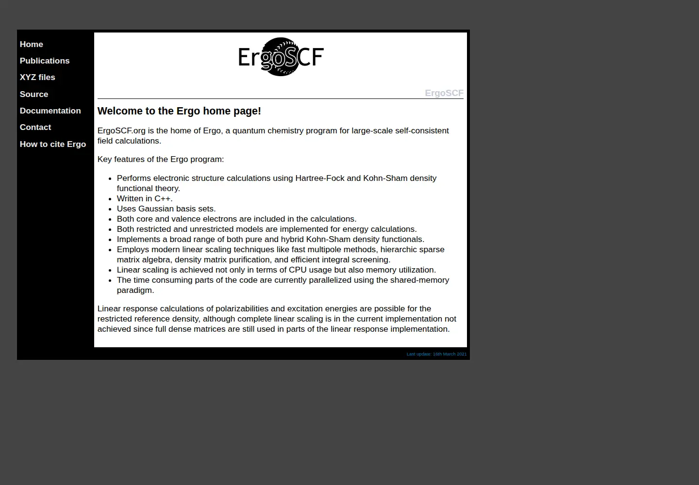 Screenshot of ergoscf.org