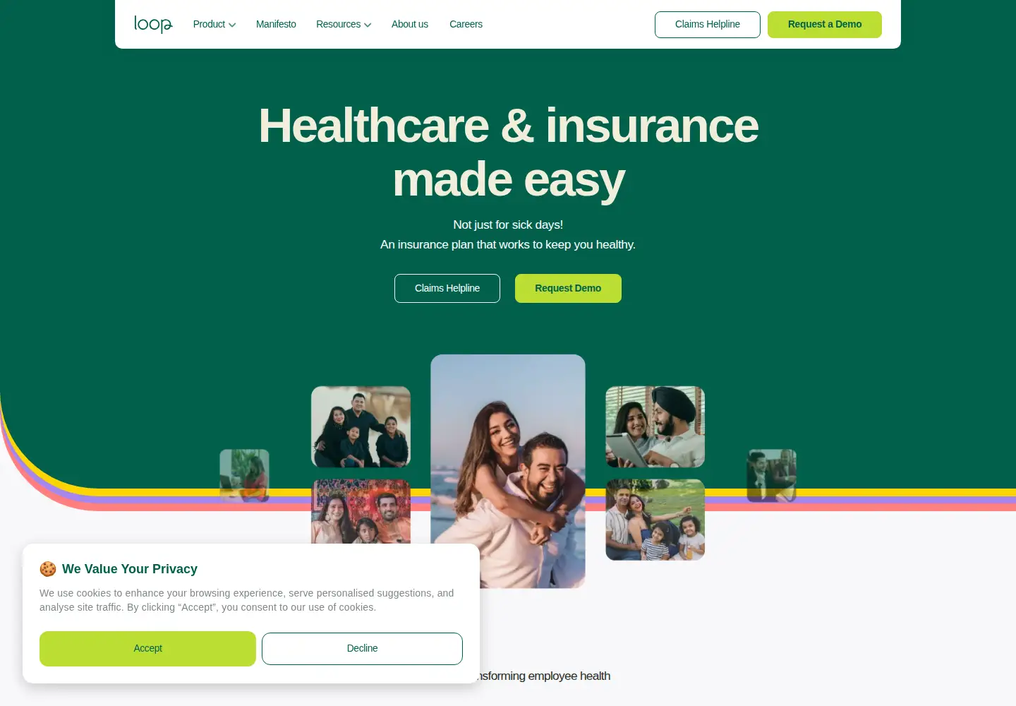 Captured homepage of loophealth.com in the current scan