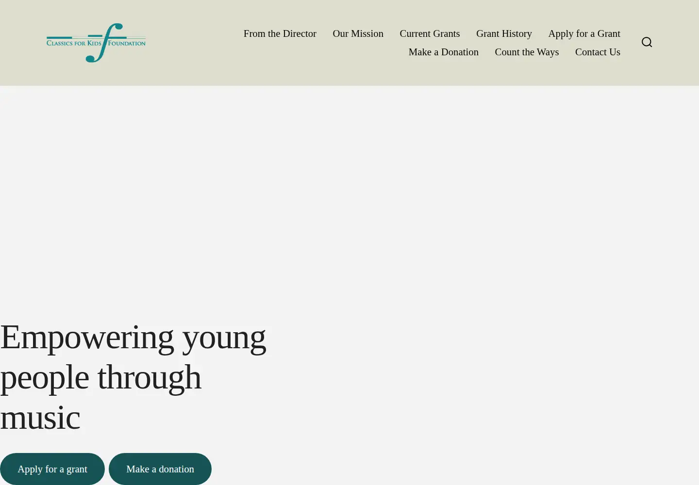 Captured homepage of classicsforkids.org in the current scan