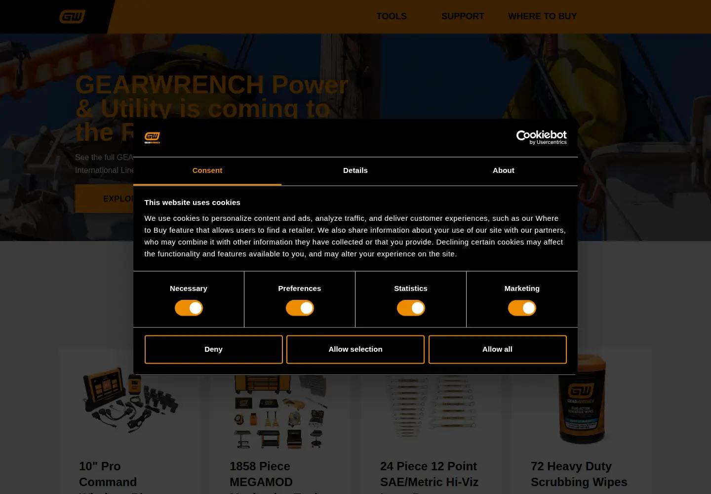 Screenshot of gearwrench.com