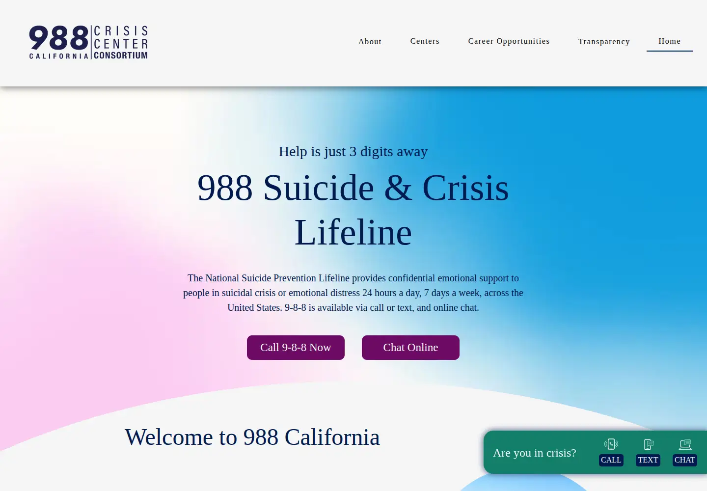 Screenshot of 988california.org