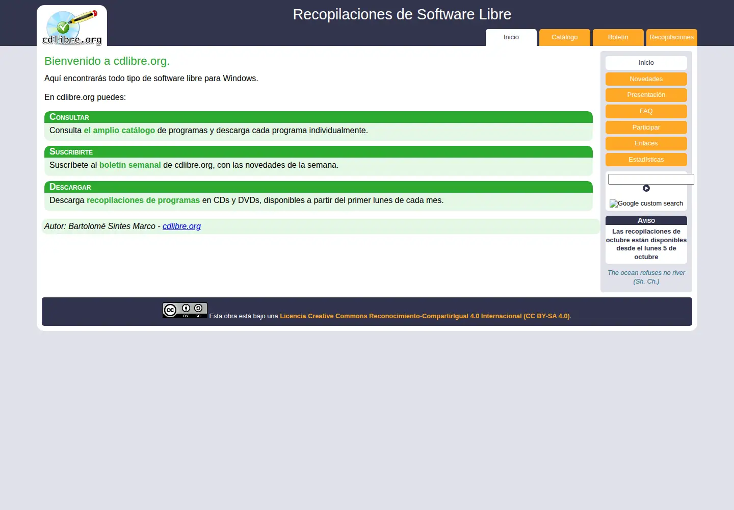 Screenshot of cdlibre.org