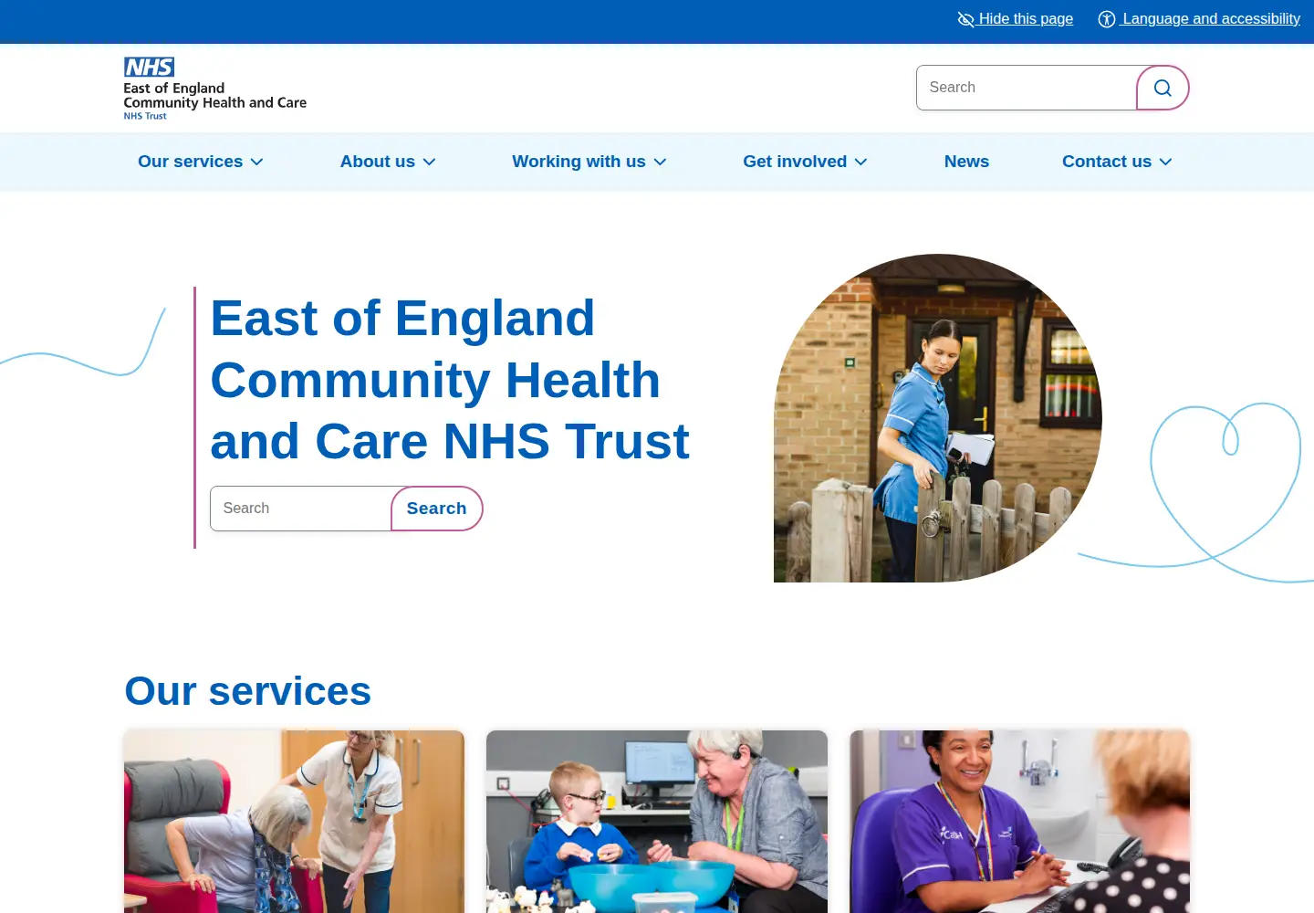 Captured homepage of norfolkcommunityhealthandcare.nhs.uk in the current scan