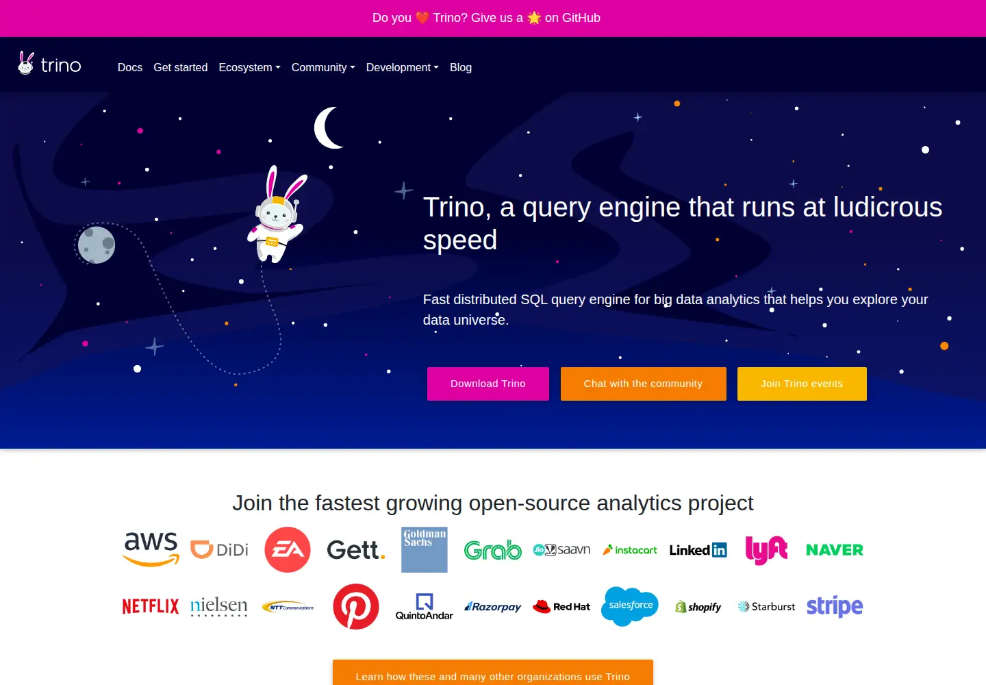 Screenshot of trino.io