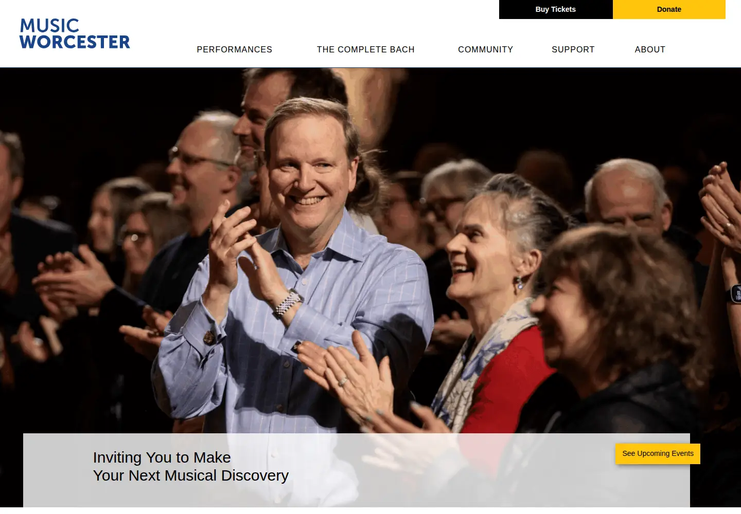 Captured homepage of musicworcester.org in the current scan