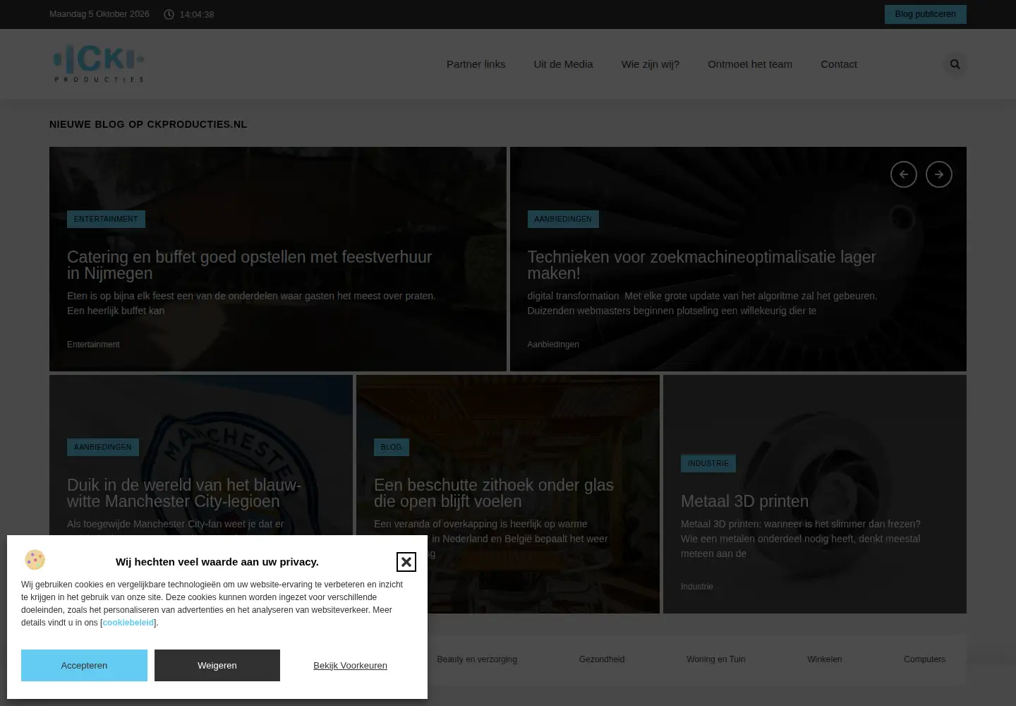 Captured homepage of ckproducties.nl in the current scan