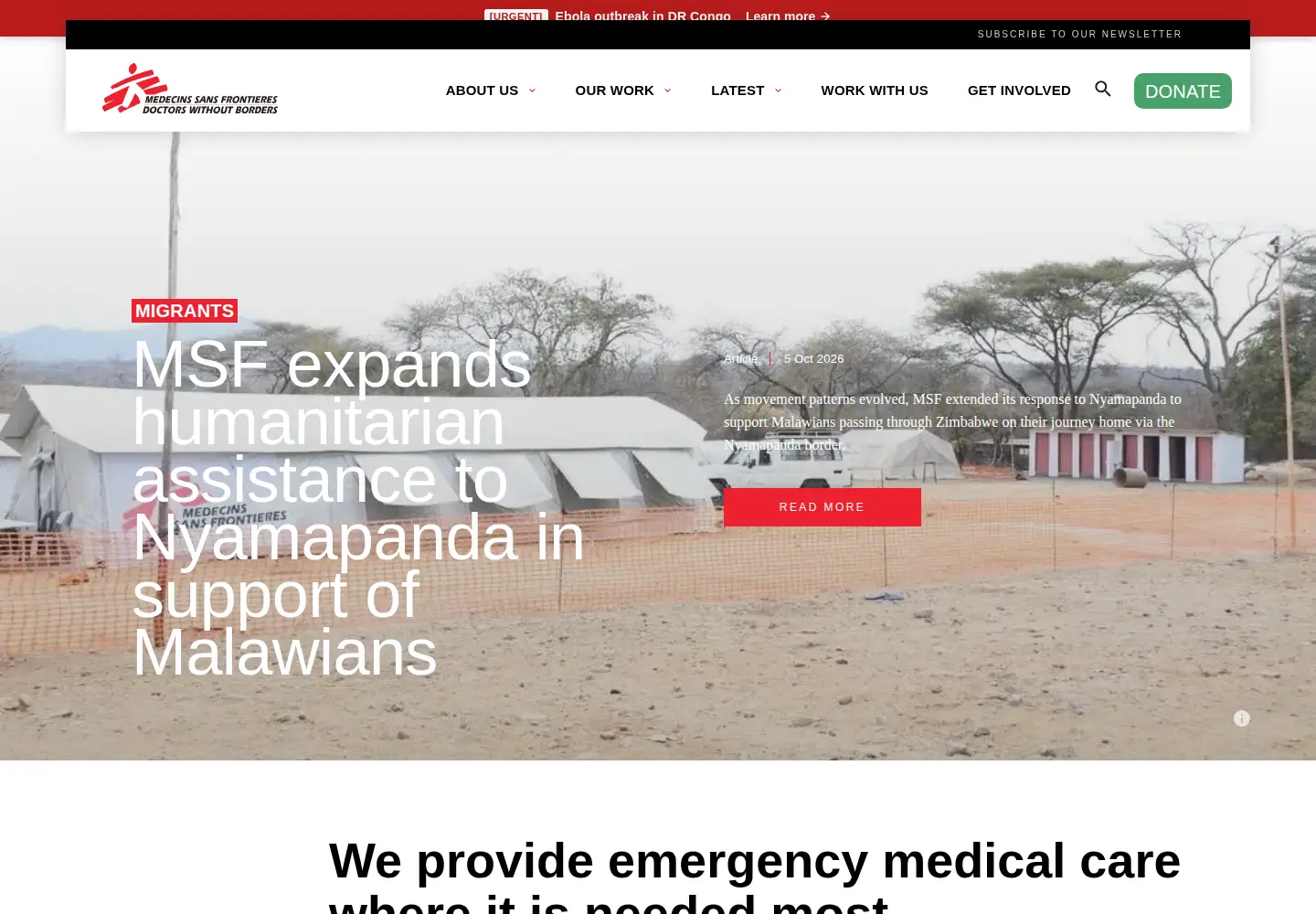 Captured homepage of msf.or.ke in the current scan