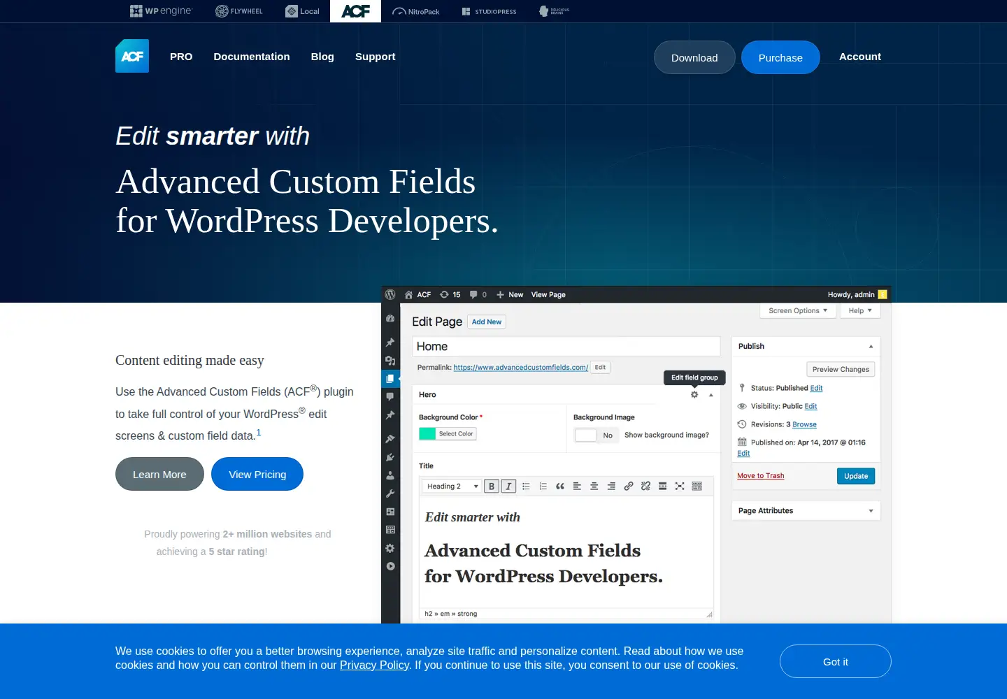 Screenshot of advancedcustomfields.com