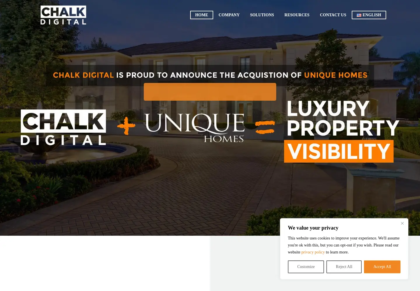 Captured homepage of chalkdigital.com in the current scan