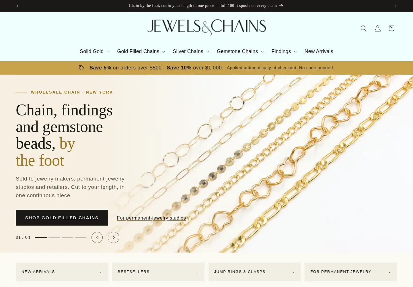 Screenshot of jewelsandchains.com