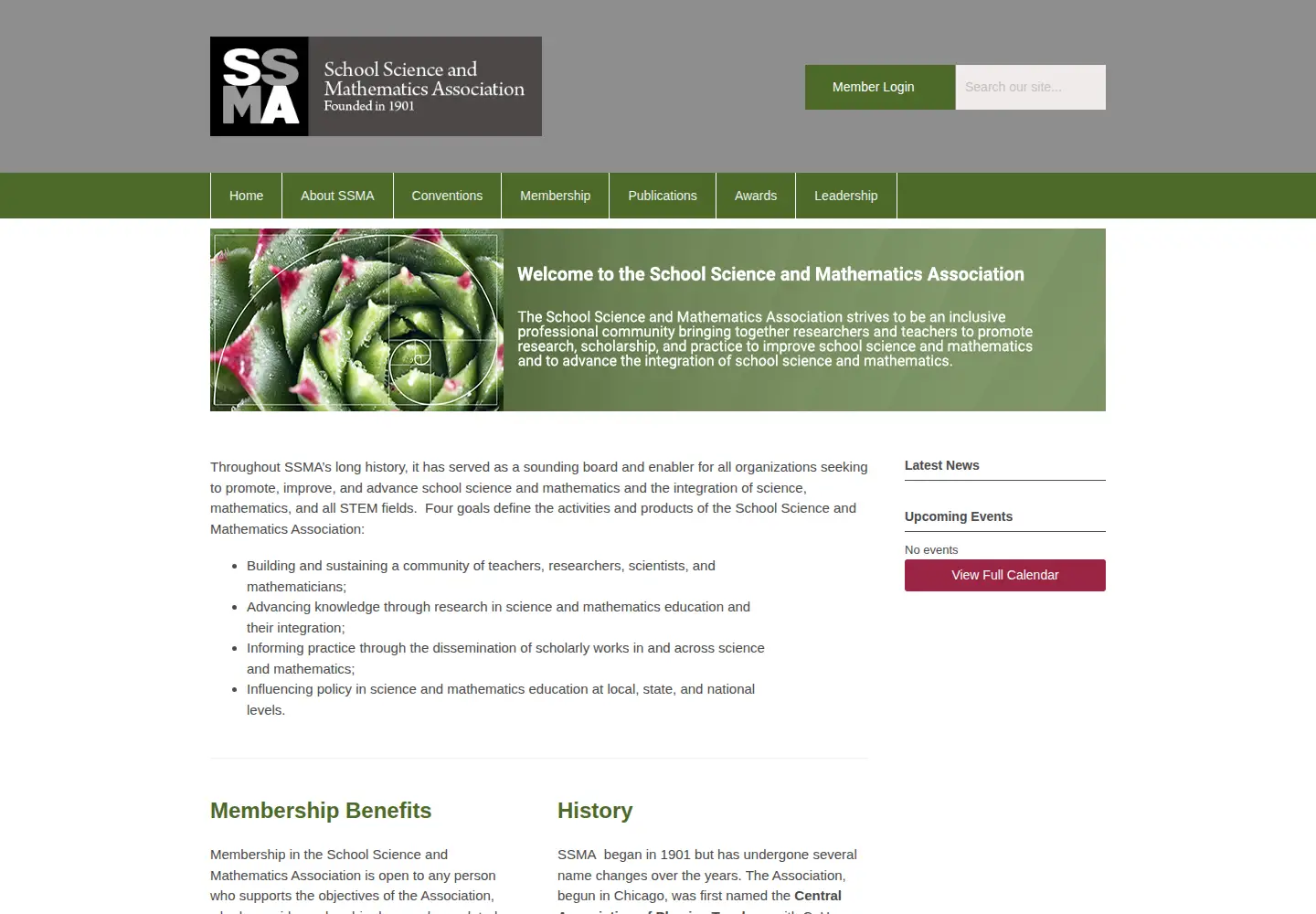 Captured homepage of ssma.org in the current scan