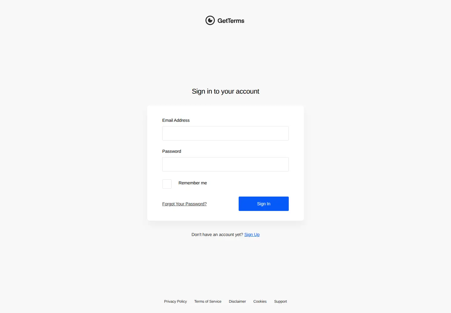 Screenshot of getterms.io