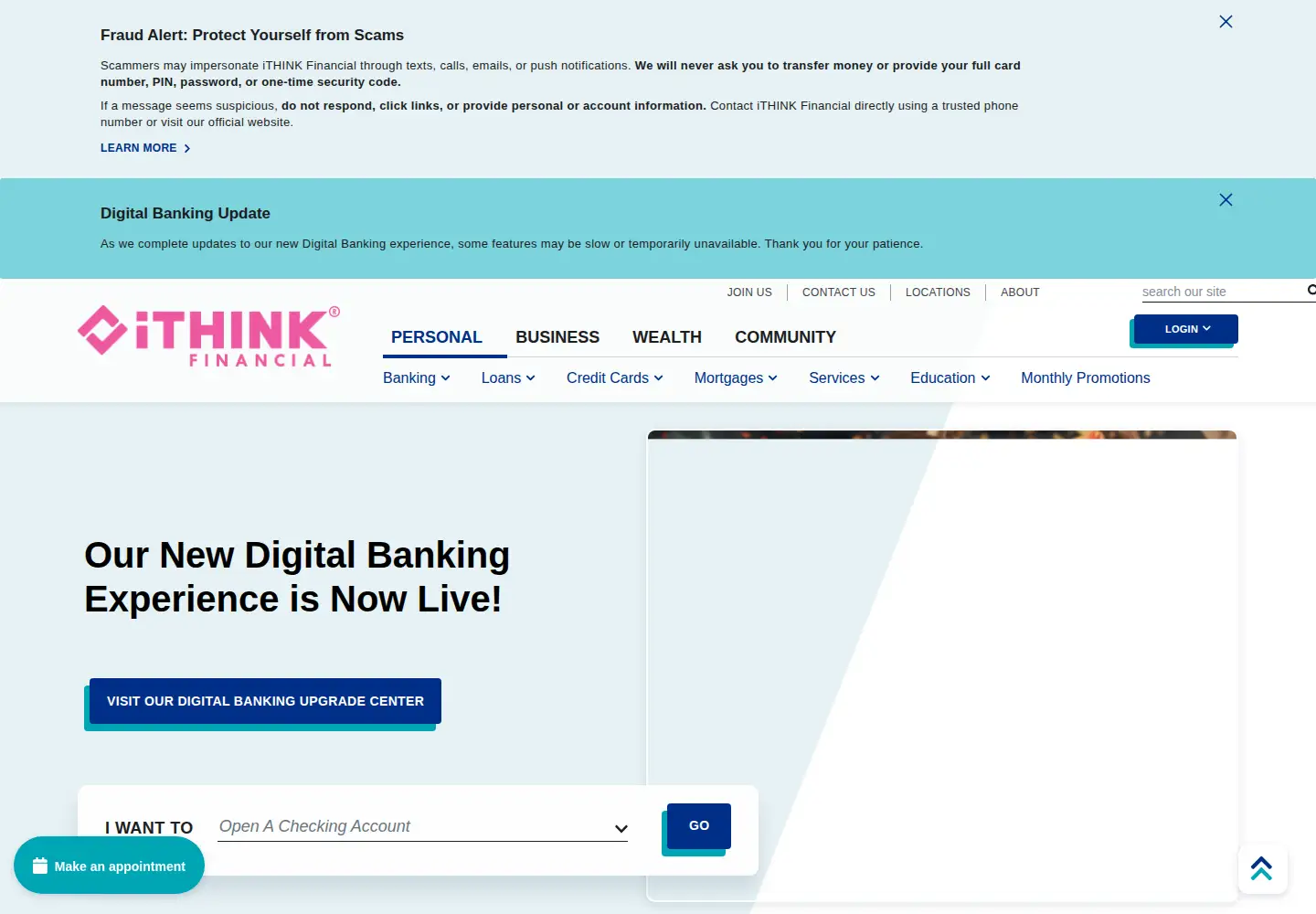 Captured homepage of ithinkfi.org in the current scan