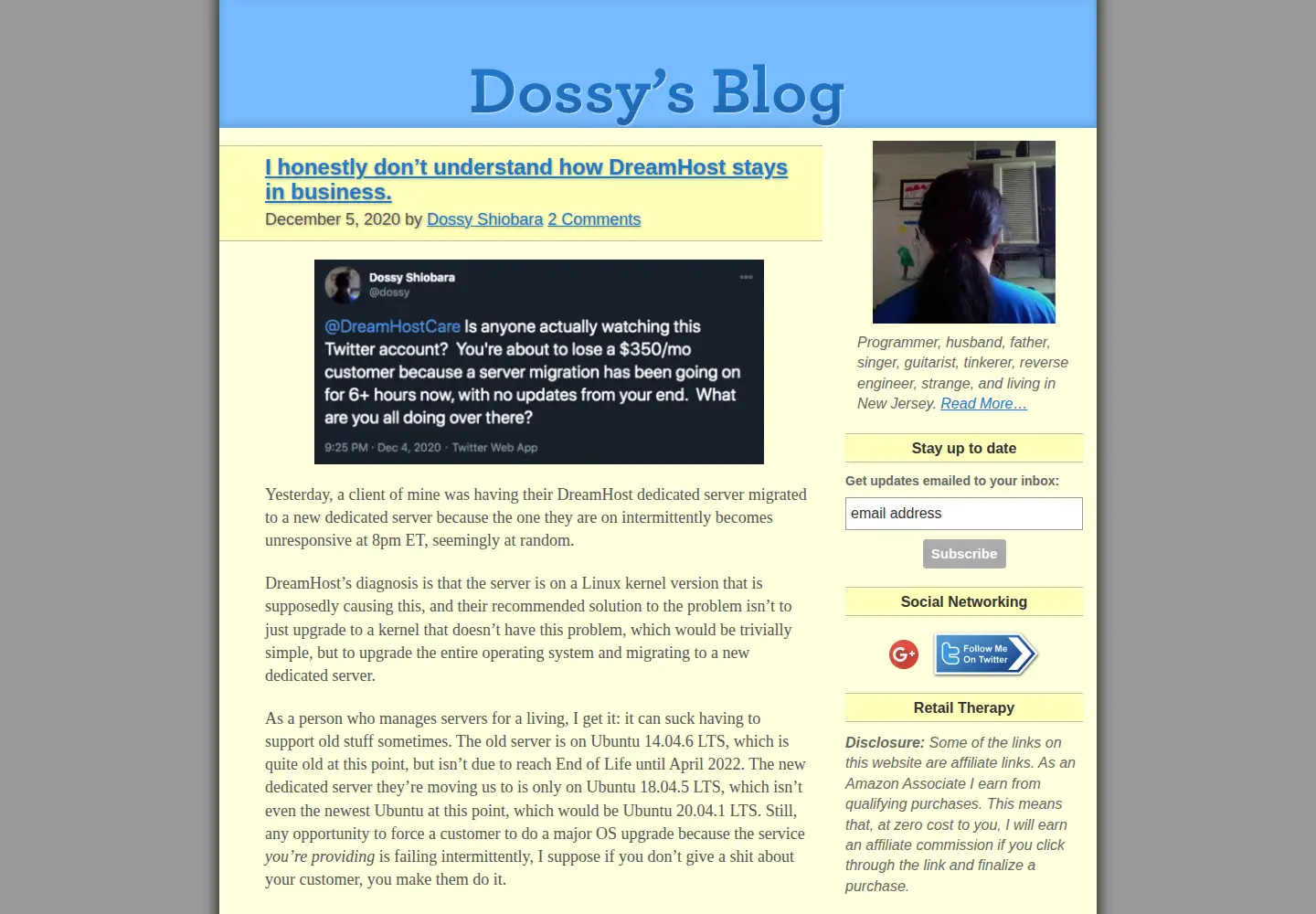 Screenshot of dossy.org