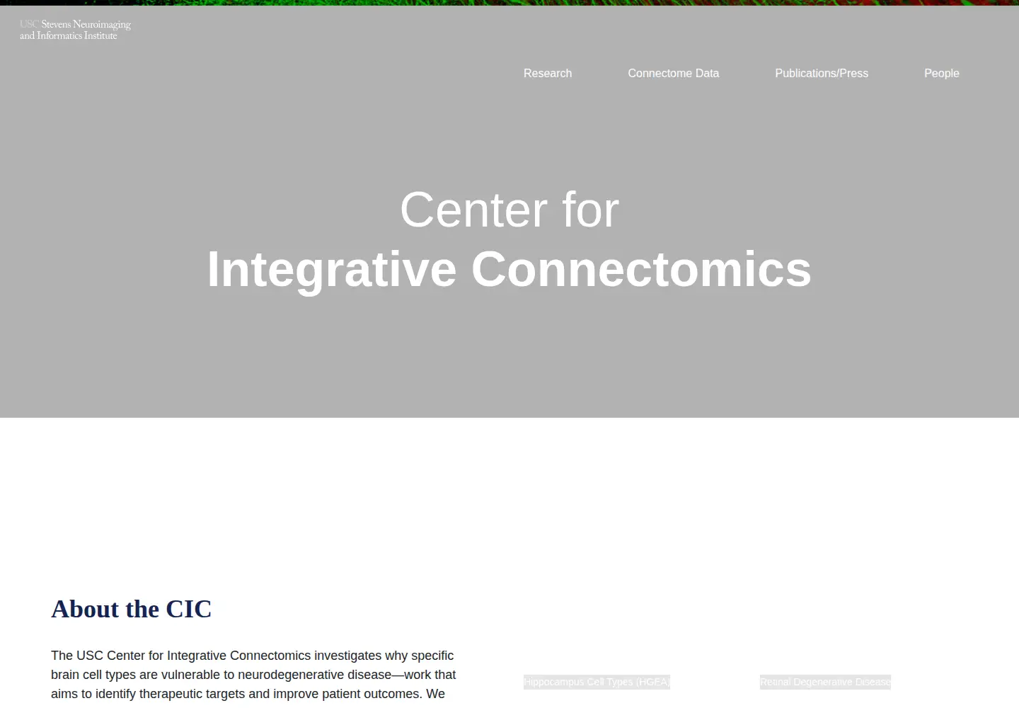 Screenshot of mouseconnectome.org