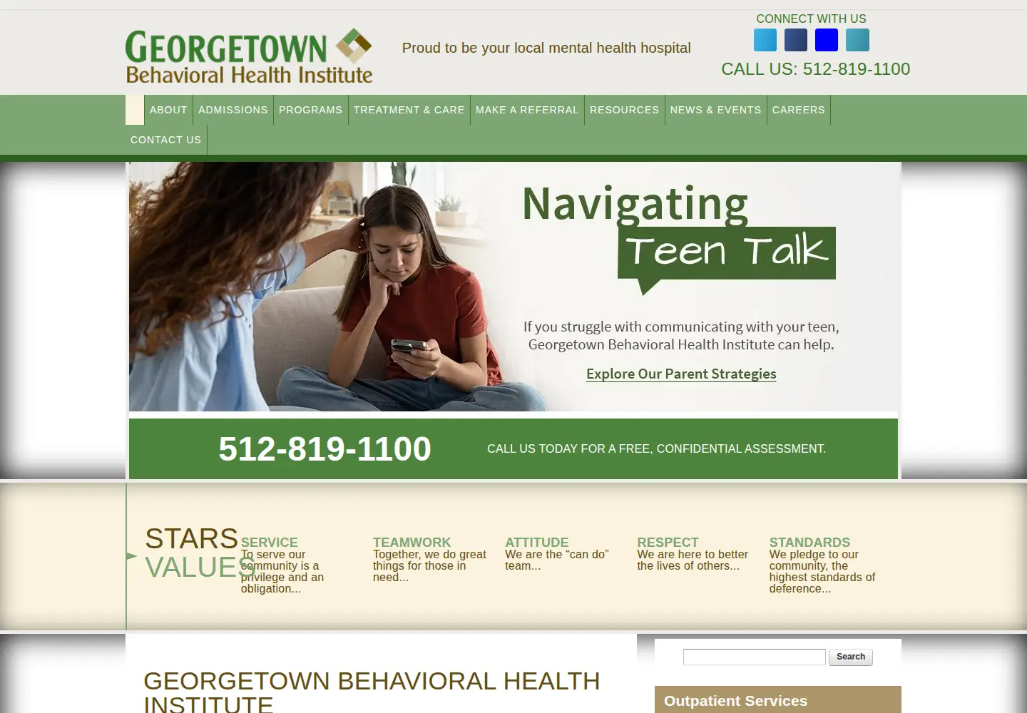 Screenshot of georgetownbehavioral.com