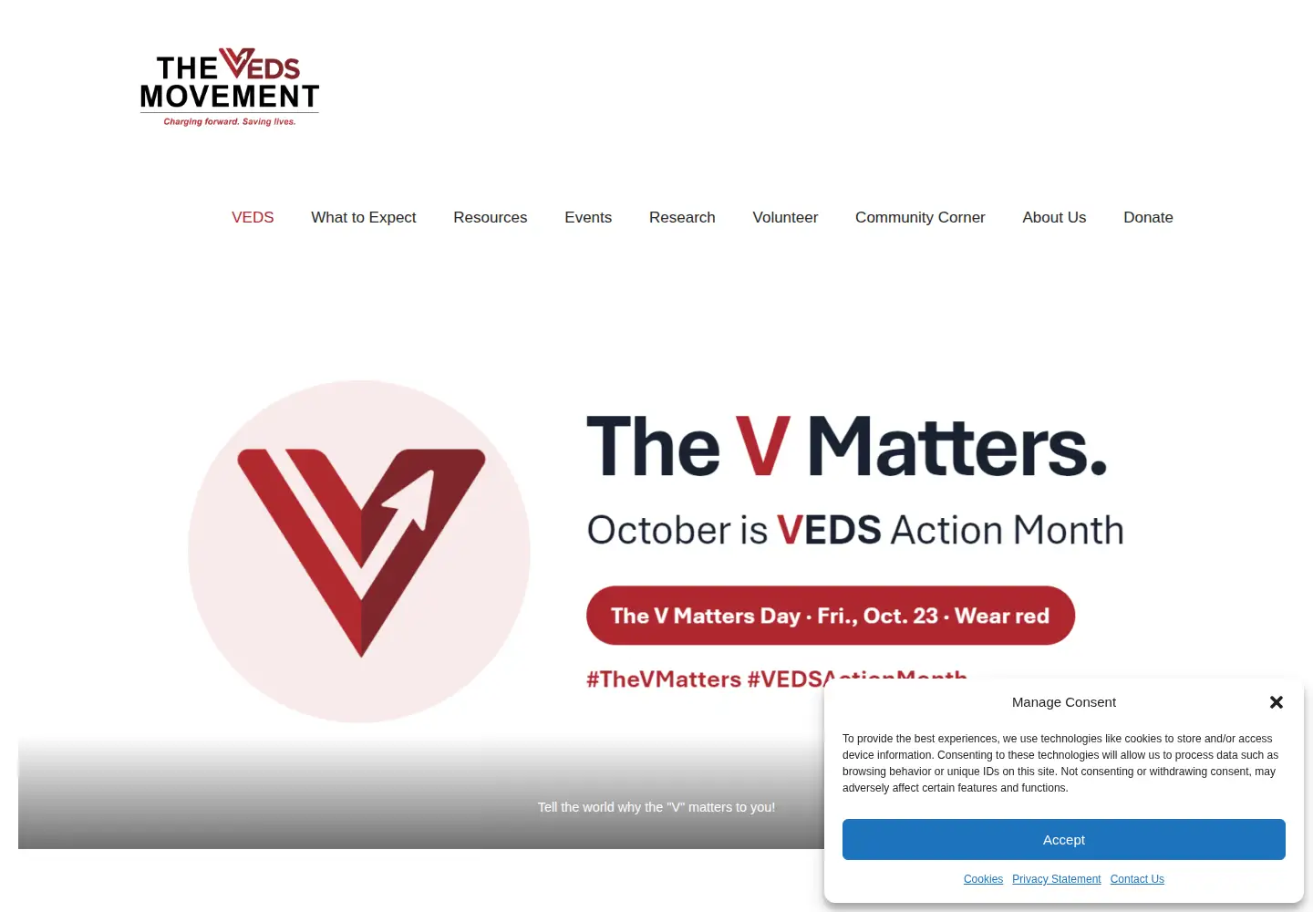 Screenshot of thevedsmovement.org