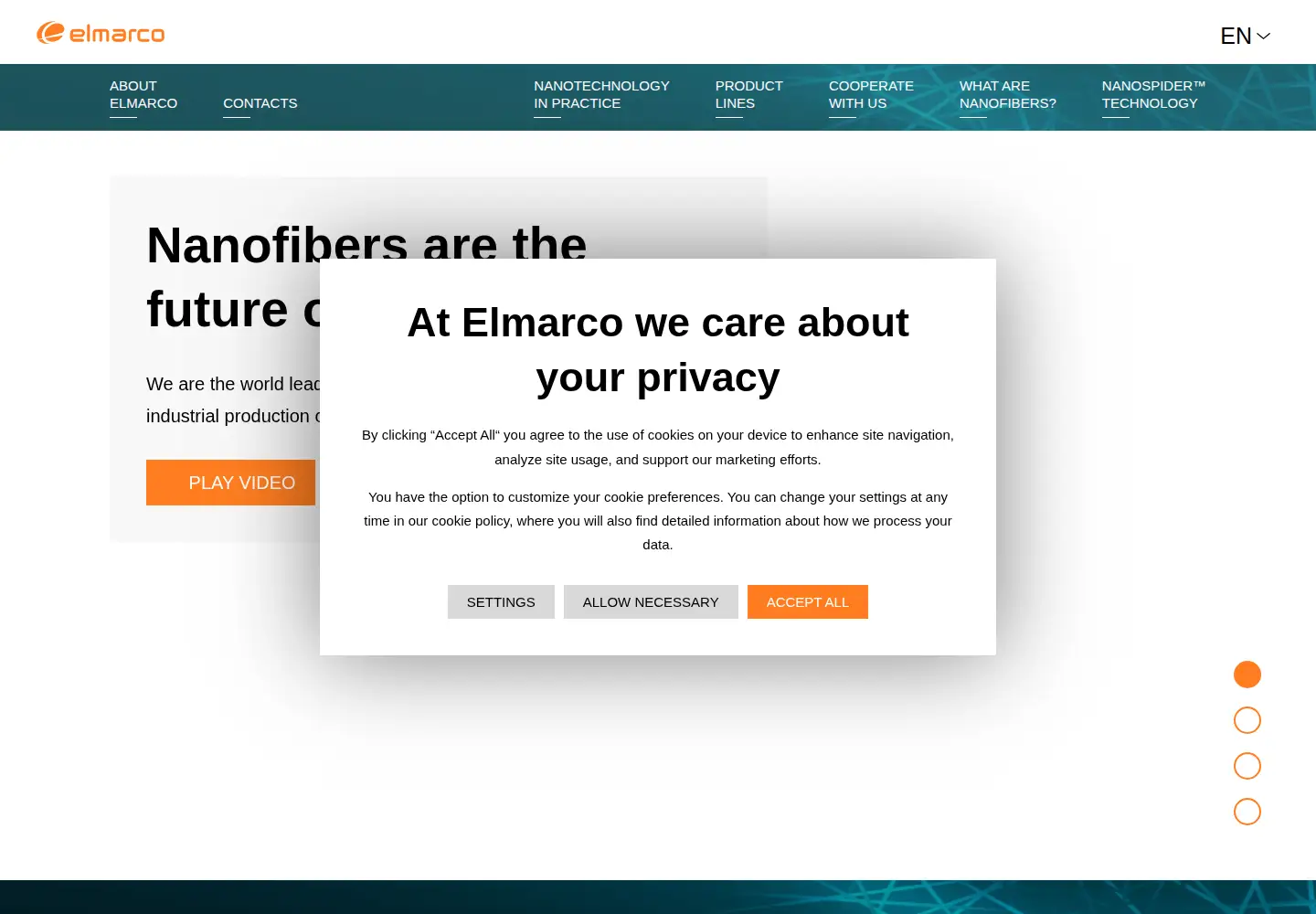 Screenshot of elmarco.com