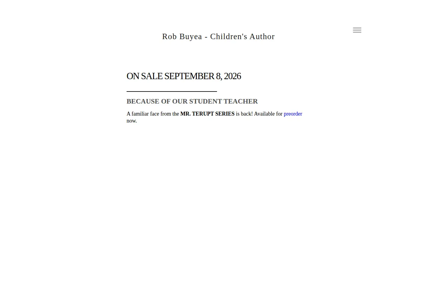 Captured homepage of robbuyea.com in the current scan