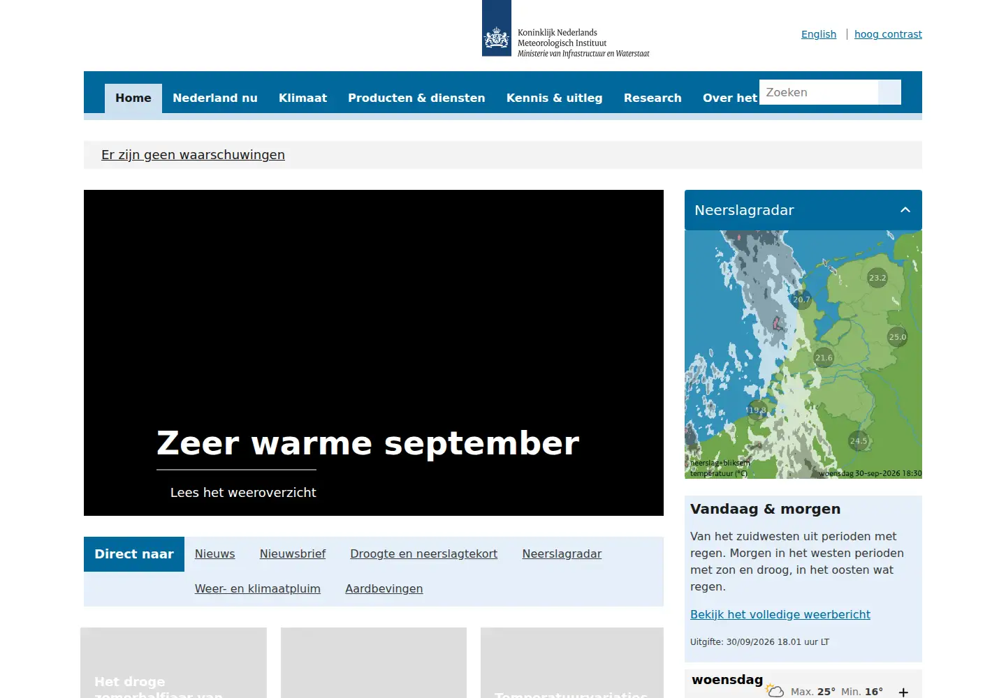 Screenshot of knmi.nl