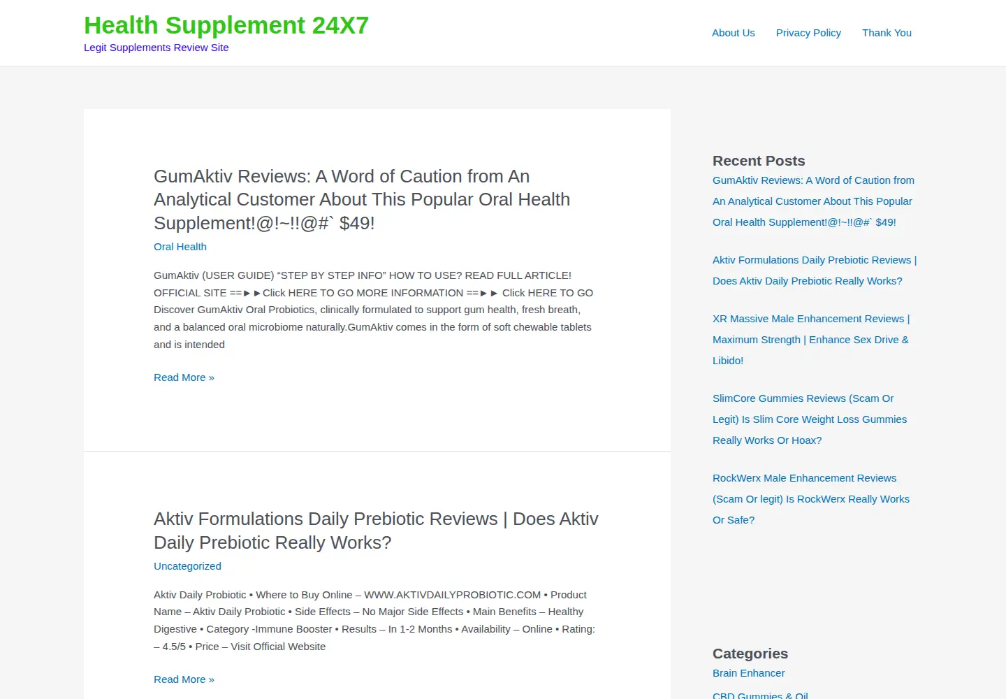 Captured homepage of healthsupplement24x7.com in the current scan