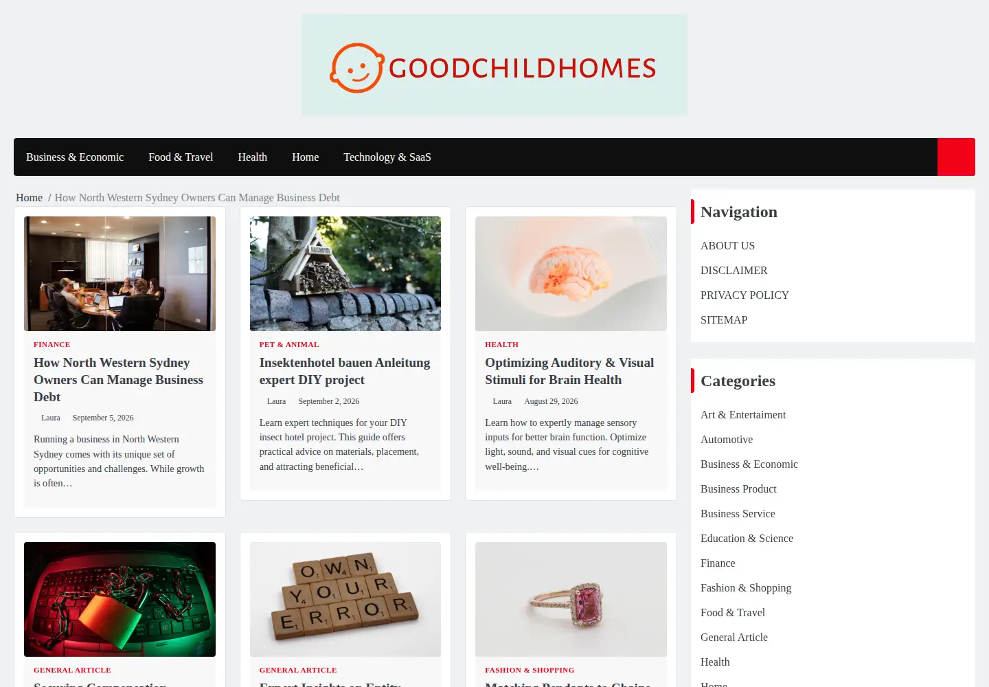 Captured homepage of goodchildhomes.net in the current scan
