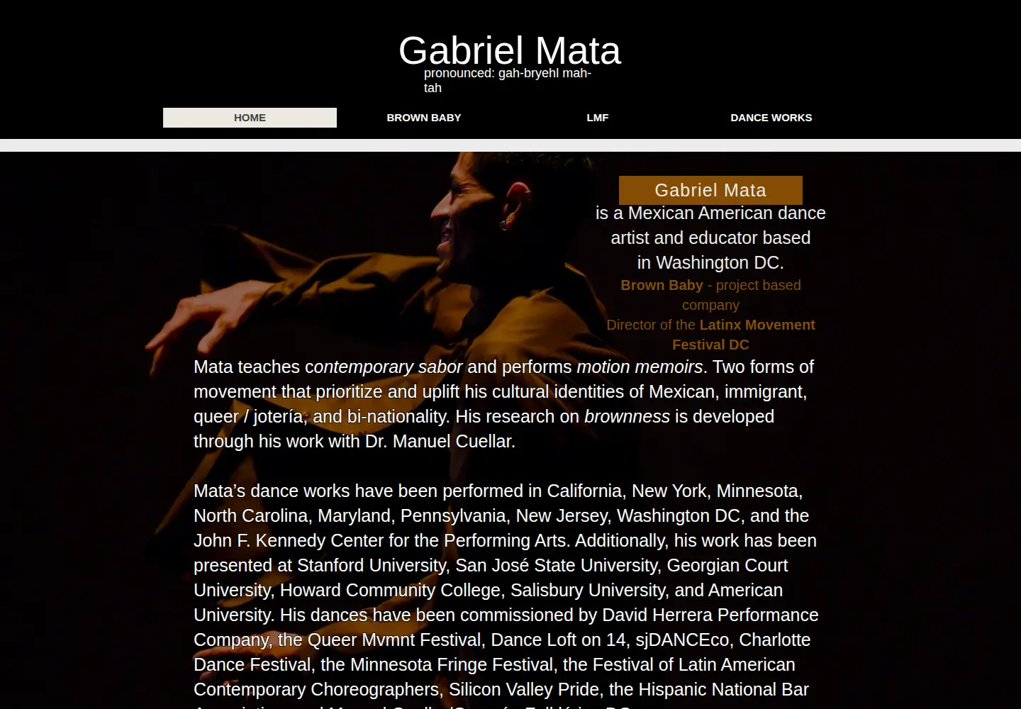 Screenshot of gabrielmatamovement.com