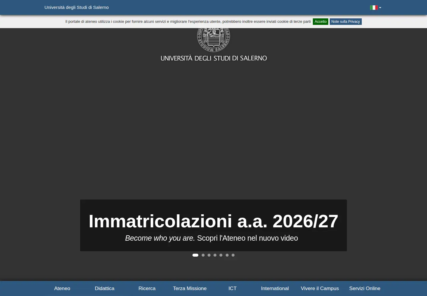 Screenshot of unisa.it
