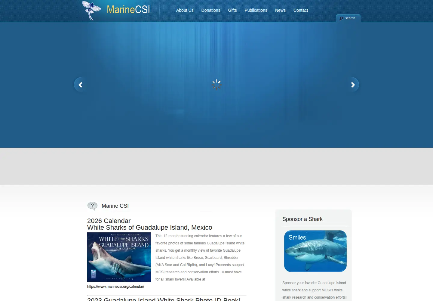 Captured homepage of marinecsi.org in the current scan