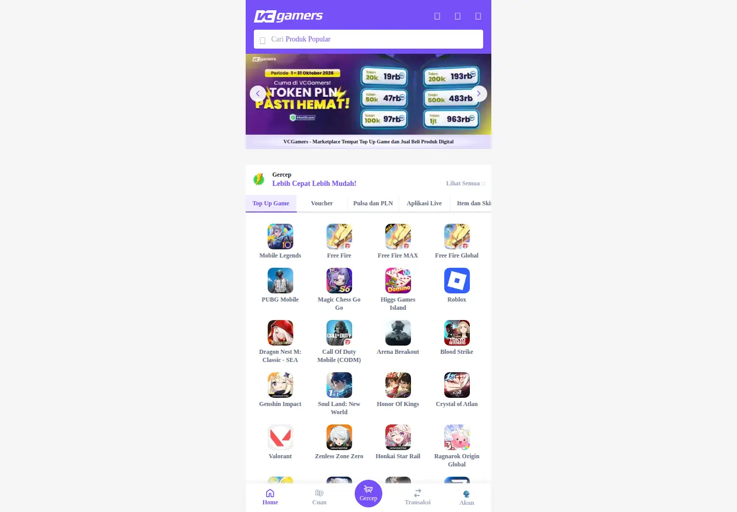Screenshot of vcgamers.com