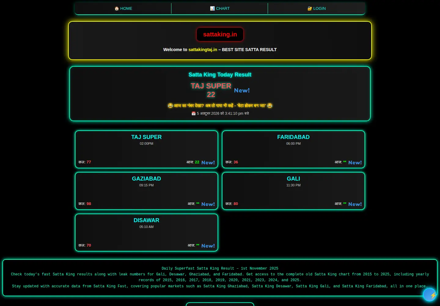 Screenshot of sattakingtaj.in
