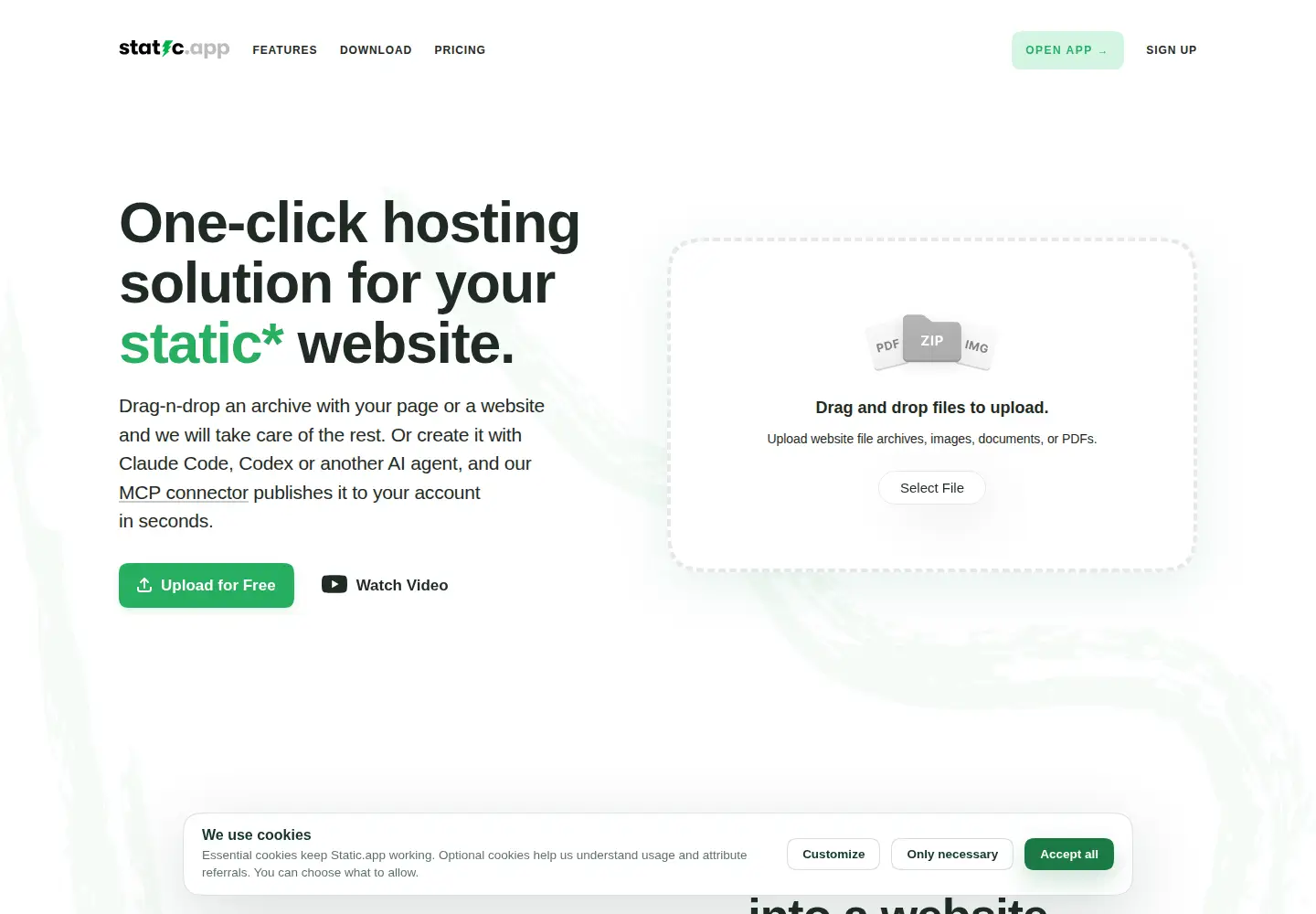 Captured homepage of static.domains in the current scan