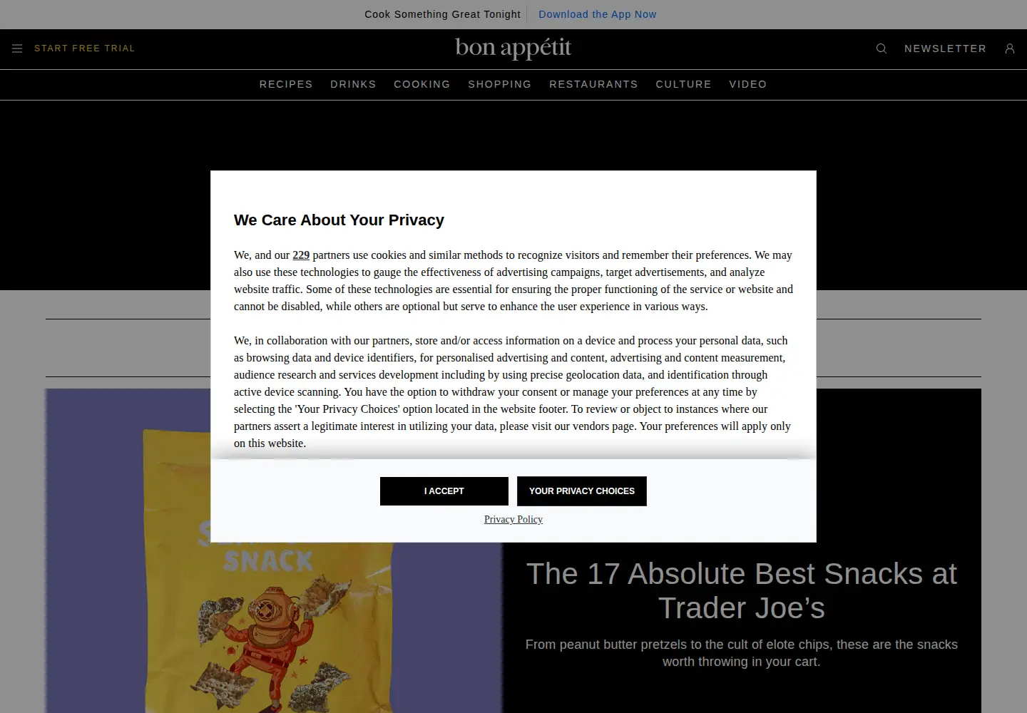 Screenshot of bonappetit.com