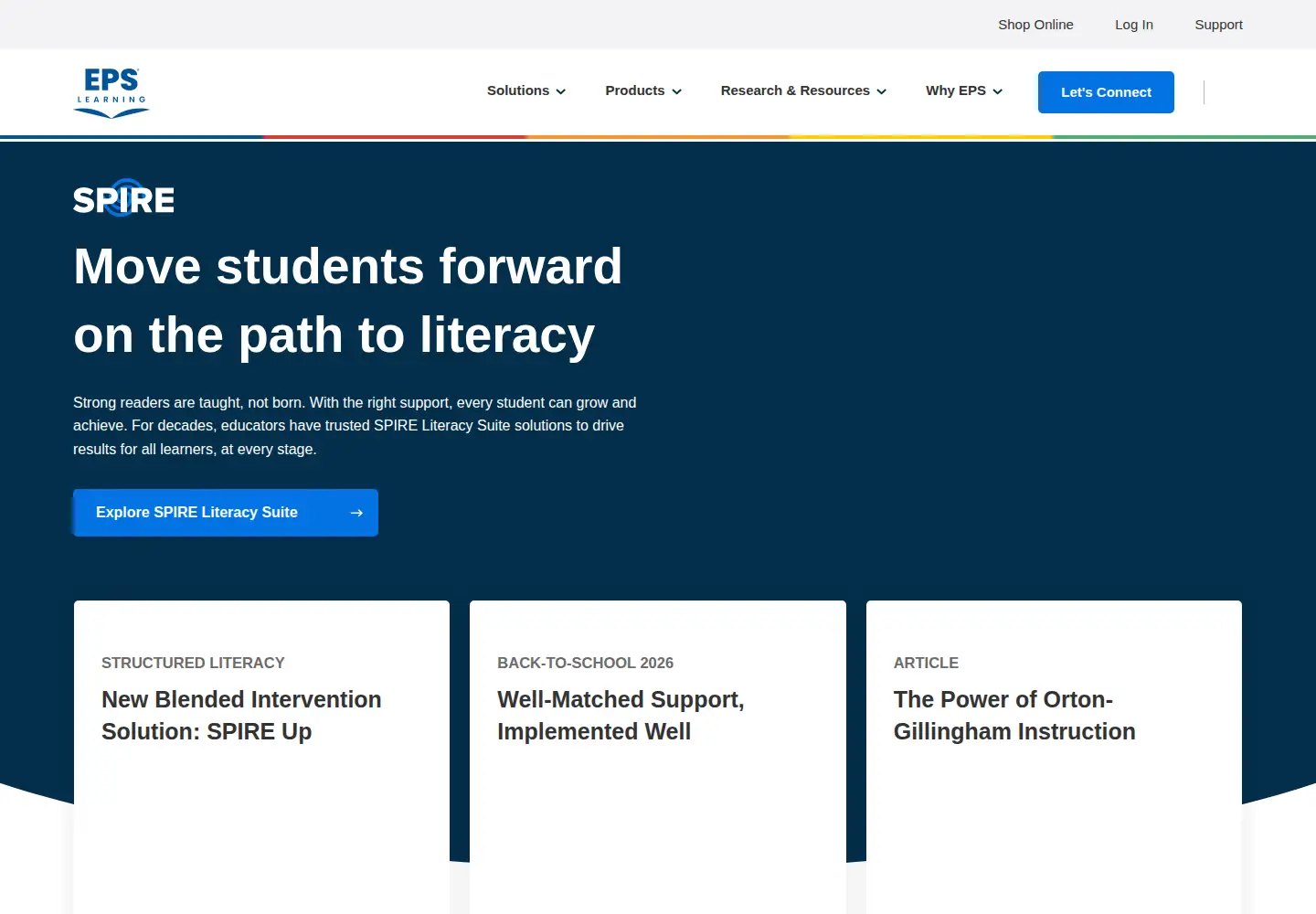 Captured homepage of epslearning.com in the current scan