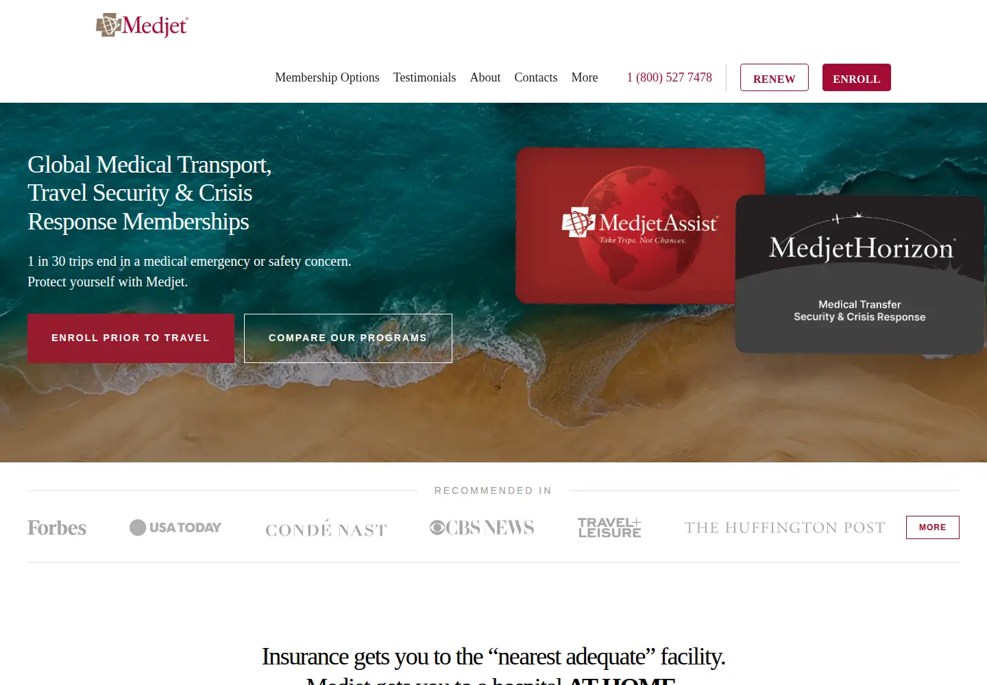 Captured homepage of medjetassist.com in the current scan