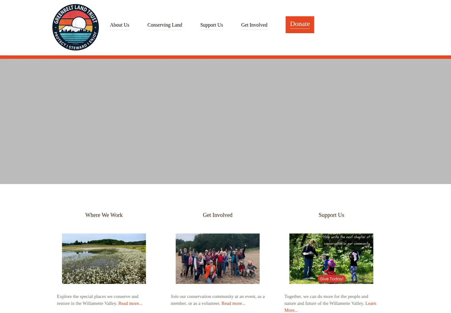 Captured homepage of greenbeltlandtrust.org in the current scan
