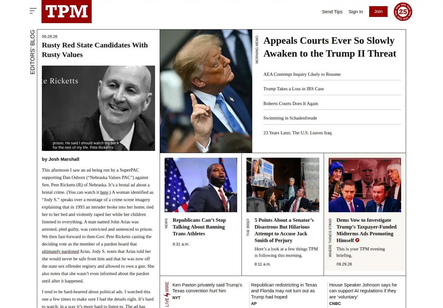 Screenshot of talkingpointsmemo.com