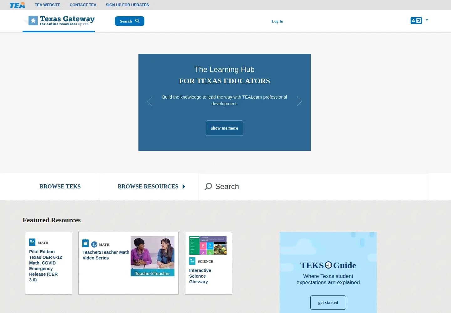 Captured homepage of texasgateway.org in the current scan