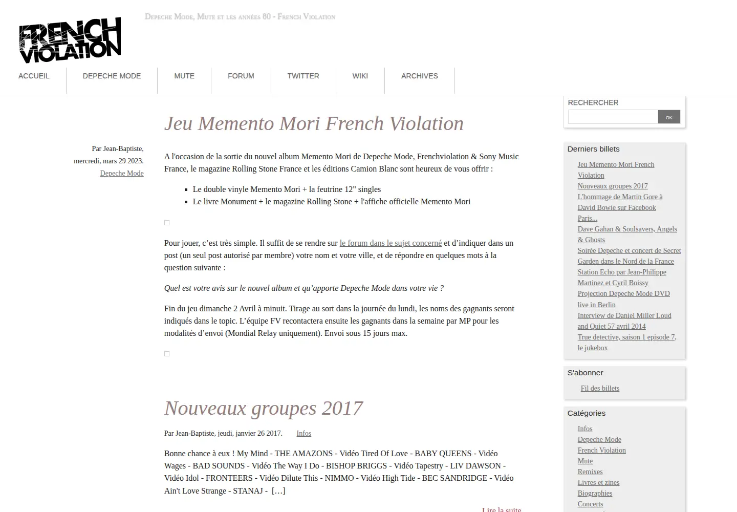 Captured homepage of frenchviolation.com in the current scan