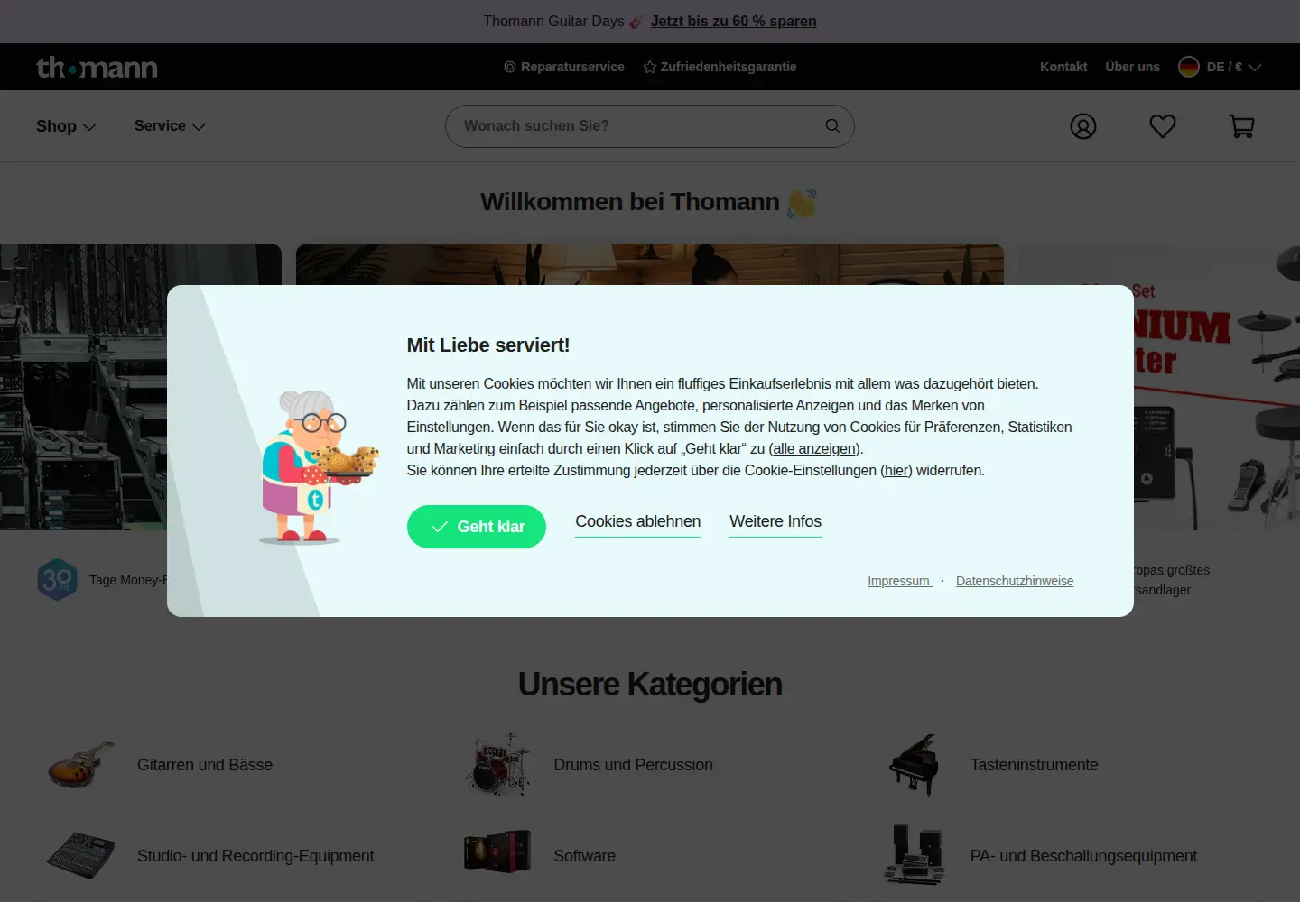 Screenshot of thomann.de