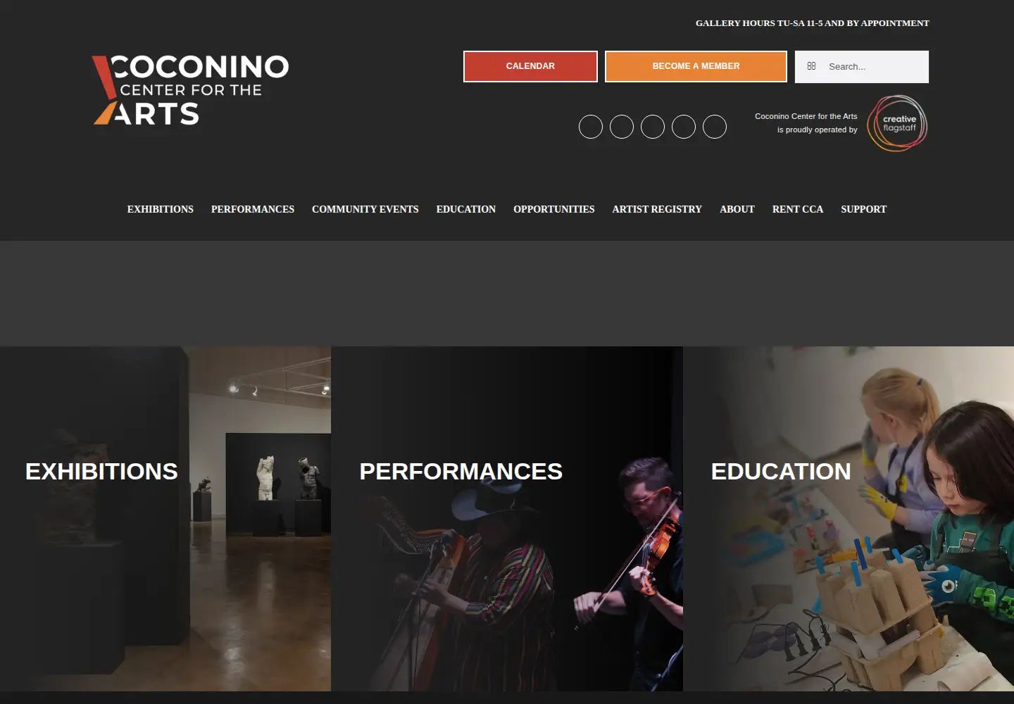 Captured homepage of coconinoarts.org in the current scan
