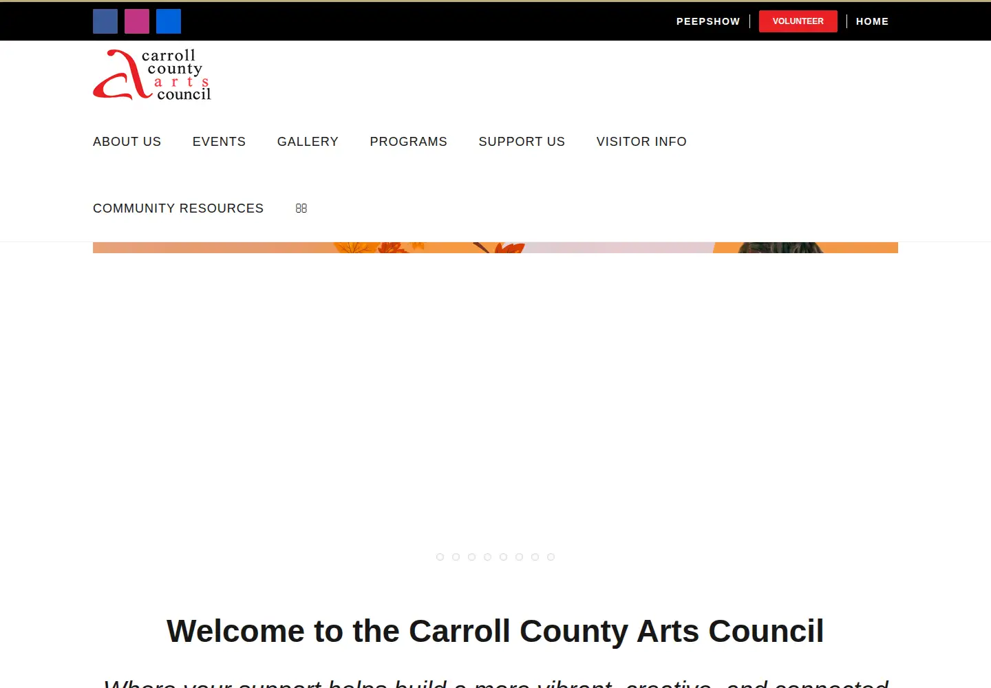 Screenshot of carrollcountyartscouncil.org