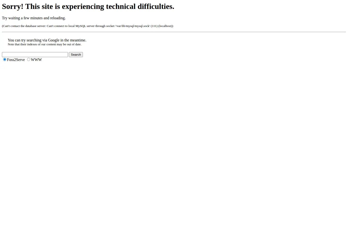 Screenshot of foss2serve.org