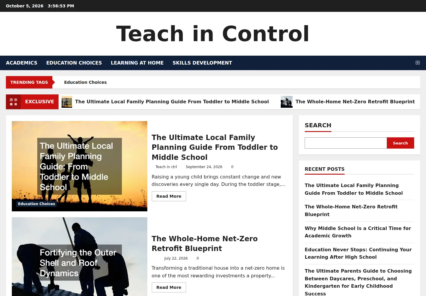 Captured homepage of teachinctrl.org in the current scan