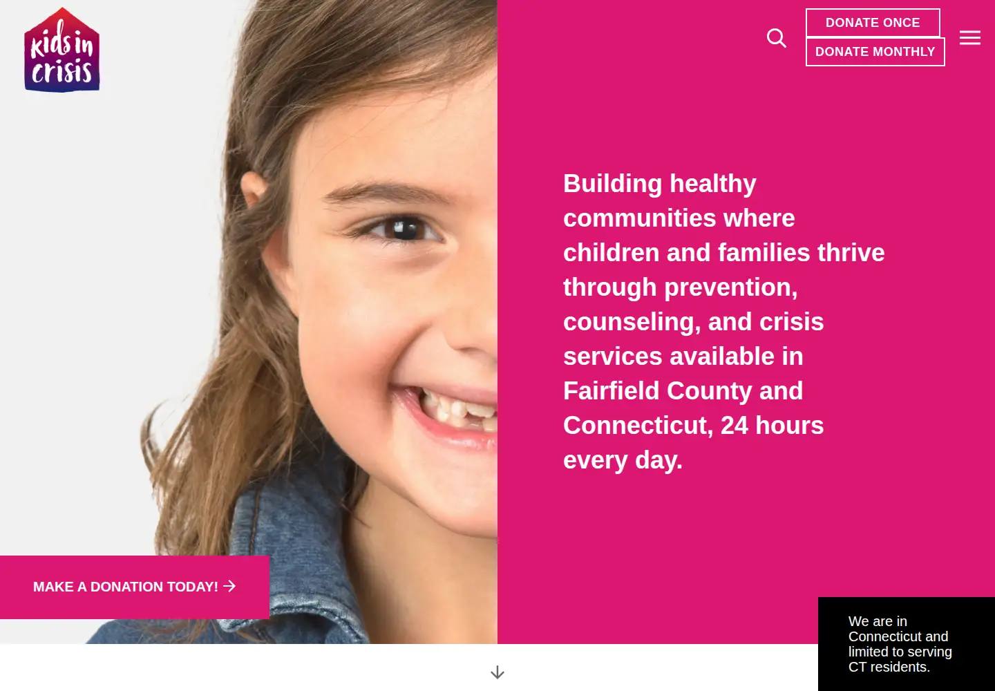 Captured homepage of kidsincrisis.org in the current scan