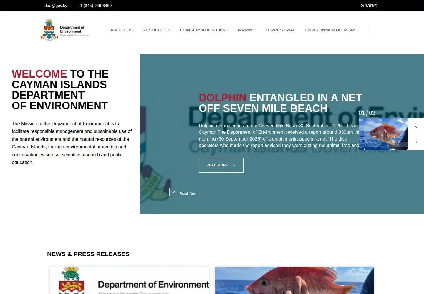 Captured homepage of doe.ky in the current scan