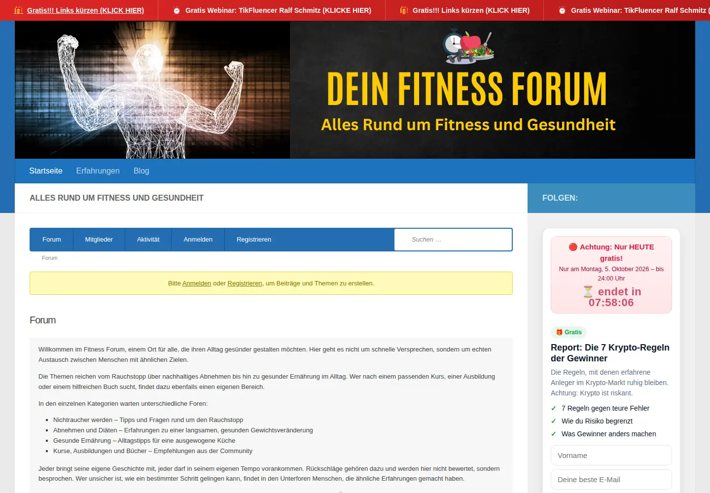 Captured homepage of forum-fitness.de in the current scan