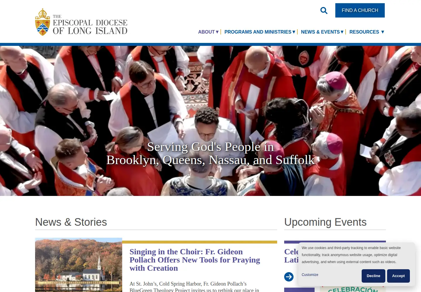 Captured homepage of dioceseli.org in the current scan